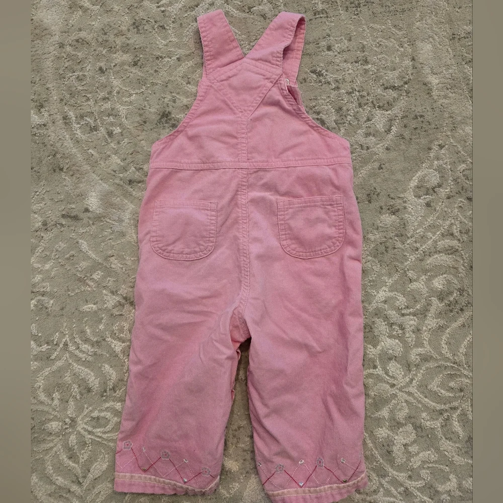 Vintage Y2k Carter's Pink Embroidered Flowers Overalls